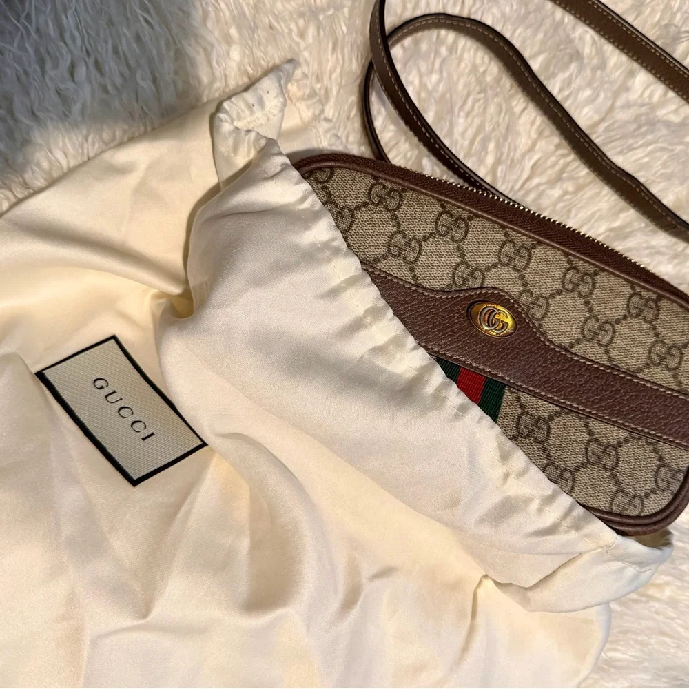 Gucci Ophidia Brown and Green Crossbody Triple Pocket Bag - Picture 9 of 9
